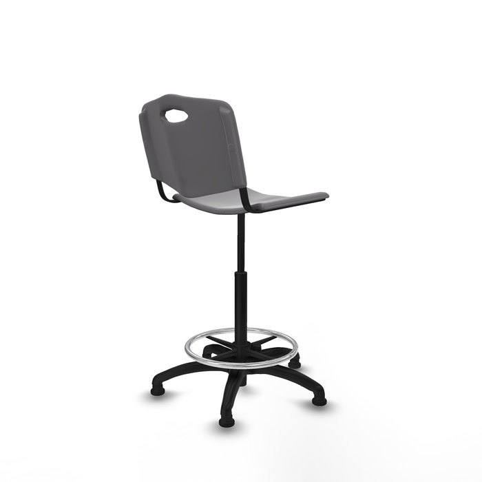 Tabouret Taburete Robledo Pivotant Chlorure de polyvinyle Gris clair Structure polyamide noire Sans accoudoirs Sans appui-tête Patins de chaises