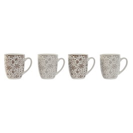 Ensemble de 4 mugs Home ESPRIT Marron Beige Fleurs 340 ml