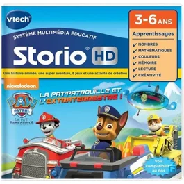 VTECH Jeu Éducatif Storio pour tablette et TV - Pat' Patrouille Niveau 1 - De 3 à 6 ans - Compatible avec tablettes Storio (sauf Storio 1) et console TV