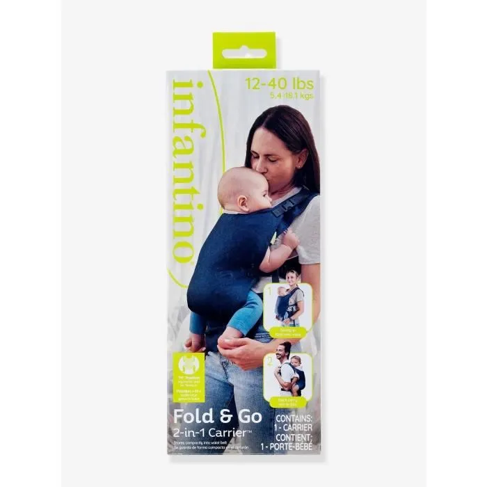 Infantino Porte-Bébé Nomade Fold n Go - Pour enfants de 5.5 à 18 kg - Porte-bébé compact et pratique qui se range facilement