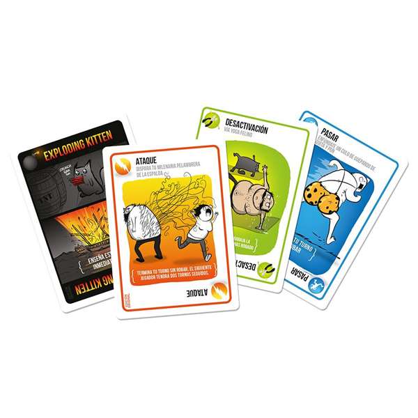 Asmodee Exploding Kittens Jeu de Cartes Rulette Russe Gatune Version Espagnol 7 Ans 56 Cartes