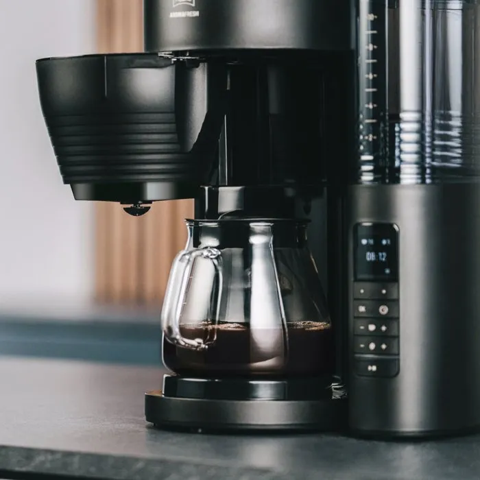 Melitta Aromafresh Glass Pro 1030-01 - Cafetière filtre avec moulin à café intégré - 10 tasses - 1130 W - Noir