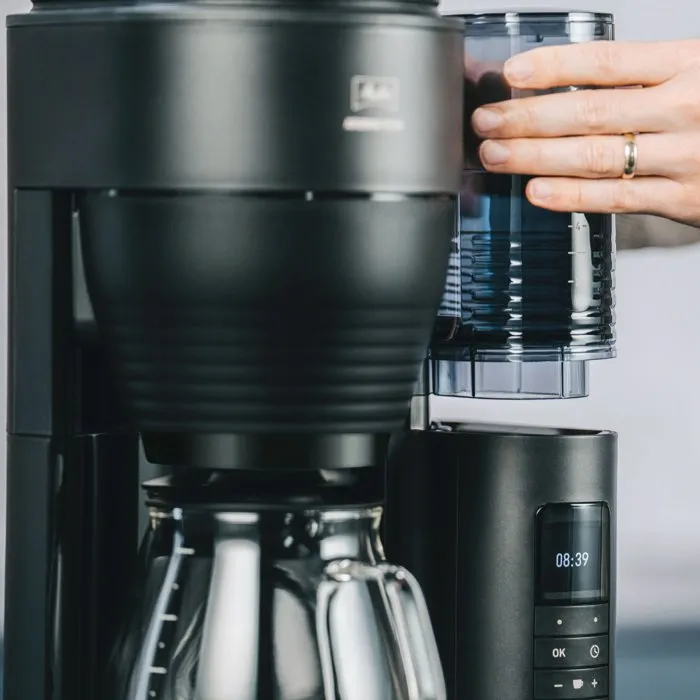 Melitta Aromafresh Glass Pro 1030-01 - Cafetière filtre avec moulin à café intégré - 10 tasses - 1130 W - Noir