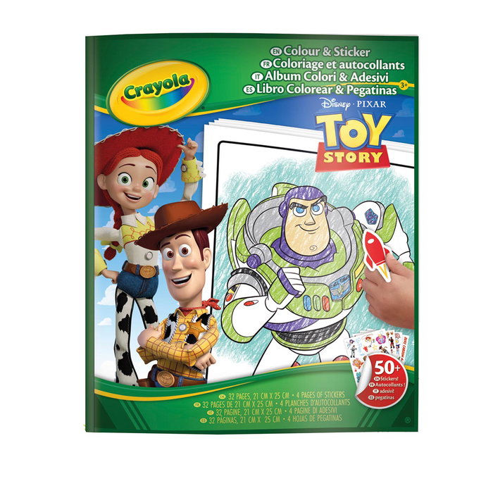 Crayola Album de Coloriage et Autocollants Toy Story - 32 Pages avec Stickers - Version Espagnole - Référence 04.7048