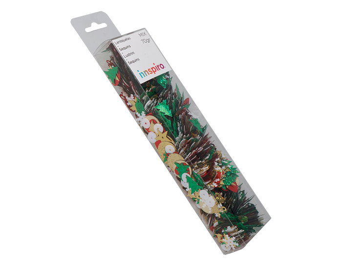 Innspiro Paillettes de Noël assortiment formes et couleurs 70g