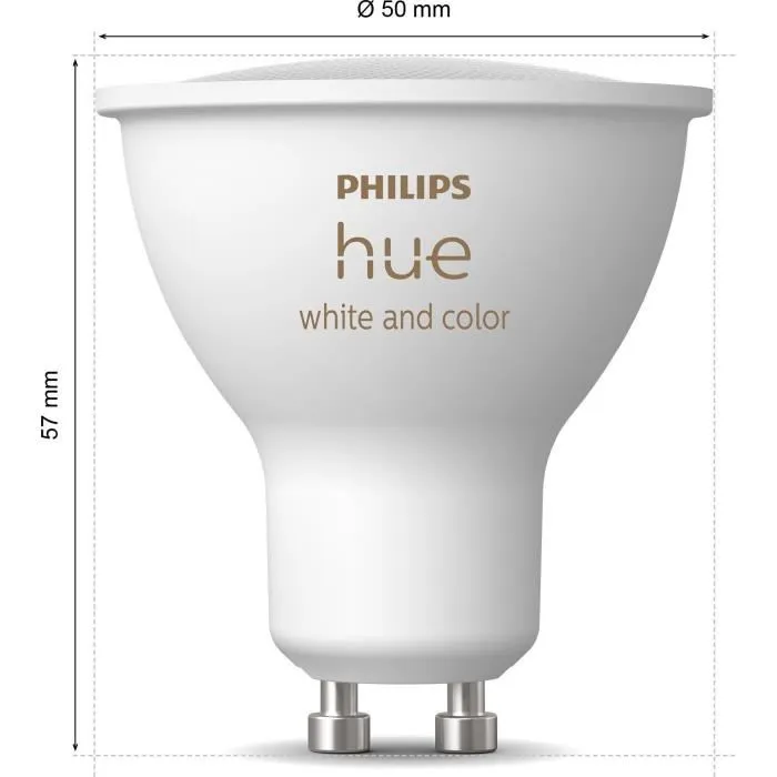 Philips Hue - Ampoules LED Connectées GU10, 2 Pièces - Éclairage Intelligent Wi-Fi, Contrôle par Application, Large Palette de Couleurs et Luminosité Ajustable