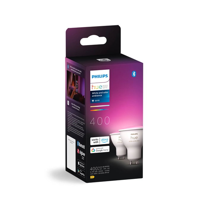 Philips Hue White Colors GU10 (Lot de 2) 400 lm Philips Hue White Colors GU10 (Lot de 2) 400 lm