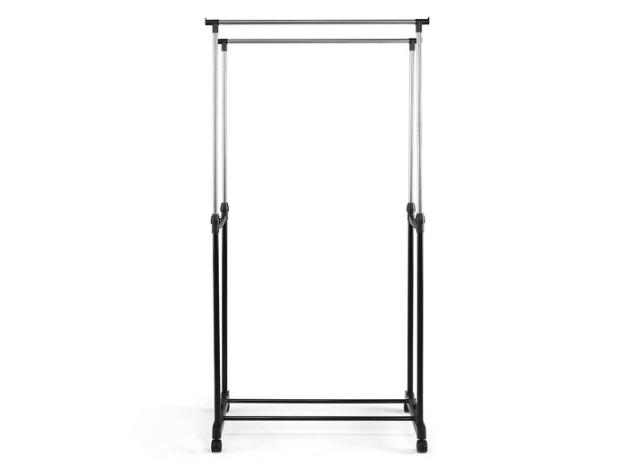 Kipit Portemanteau Double Roues 75x11x7cm Noir Acier Inoxydable et Plastique (Set de 6)