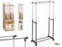 Kipit Portemanteau Double Roues 75x11x7cm Noir Acier Inoxydable et Plastique (Set de 6)