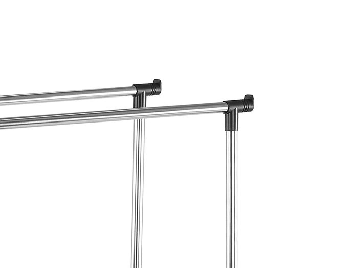 Kipit Portemanteau Double Roues 75x11x7cm Noir Acier Inoxydable et Plastique (Set de 6)