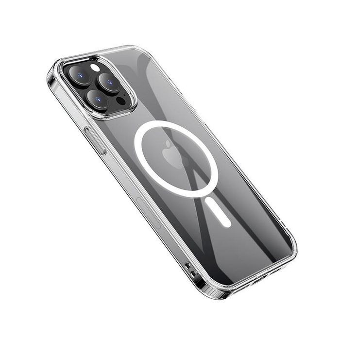 eSTUFF Coque hybride magnétique Berlin transparente pour iPhone 13 Pro Max - Protection renforcée avec compatibilité MagSafe et bord en TPU souple