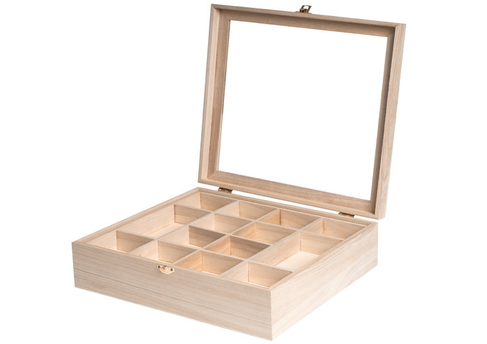 Innspiro Vitrine d'exposition en bois de balsa 32x32x10cm avec 39 compartiments
