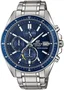 Casio Montre EDIFICE - Boîtier acier inoxydable 46 mm gris, bracelet acier, mouvement quartz, verre saphir, étanche 10 ATM pour natation