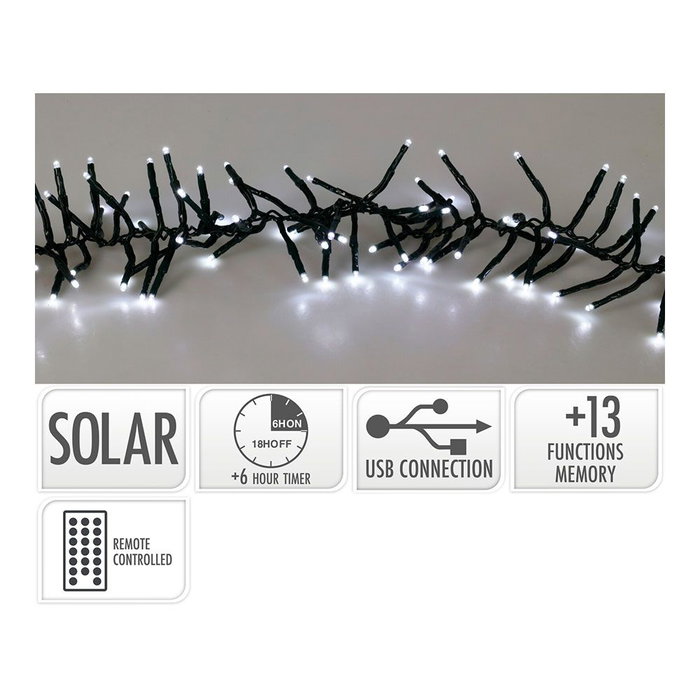 Basics Guirlande solaire rechargeable 768 LED blanc froid 5,6 m Basics Guirlande solaire rechargeable 768 LED blanc froid 5,6 m