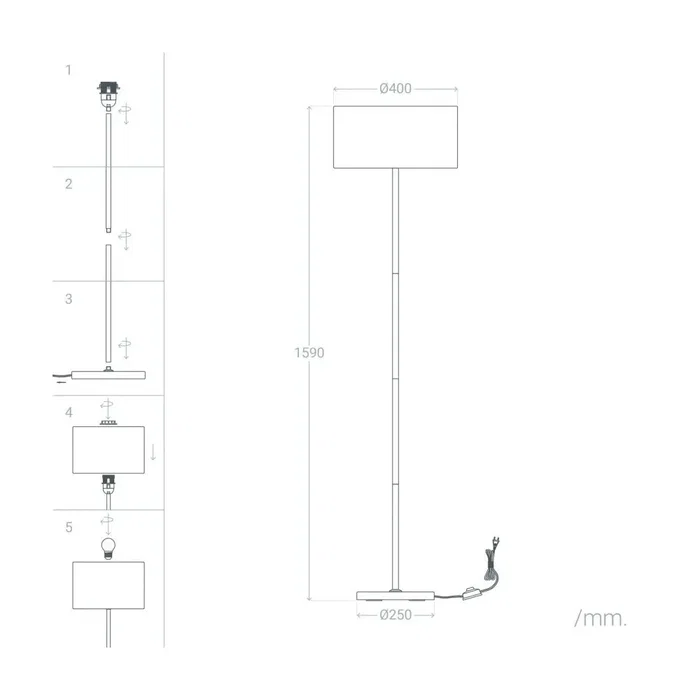 Lampadaire Puducherry avec douille E27 [SKD-F1006]