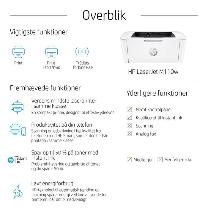 HP Imprimante laser mono M110w compacte WiFi - Jusqu'à 20 ppm, impression professionnelle