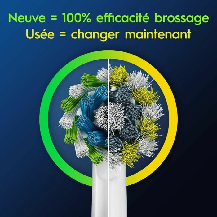Oral-B Brossette Cross Action pour brosse à dents électrique, pack de 6, blanc