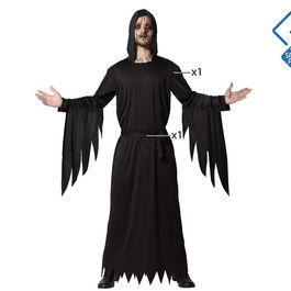 Déguisement Zombie avec Capuche Homme Adulte Noir - Taille XS-S - Polyester - Thème Halloween