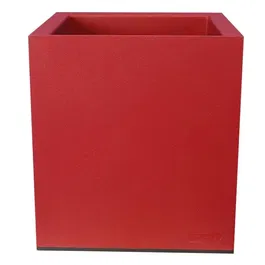 Riviera Riviera Granit Bac à fleurs carré 39,5x39,5x44,5 cm, 38 L, système de rétention d'eau, rouge, 100% recyclable, fabriqué en France