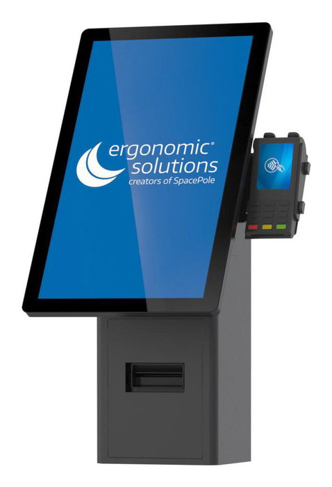 Ergonomic Solutions SpacePole Mini Kiosk - Support mural pour borne interactive, écrans jusqu'à 27", intégration périphériques (imprimante, scanner)