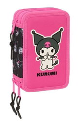 Safta Plumier triple avec 37 pièces Kuromi, dimensions 12,5x19,5x5,5 cm, à partir de 3 ans