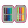 Pochette à crayons triple Kuromi Noir Fuchsia 12,5 x 19,5 x 5,5 cm 37 Pièces