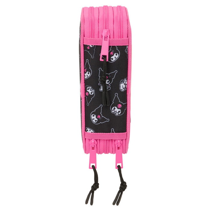 Safta Pochette à crayons triple Kuromi Noir Fuchsia 37 Pièces