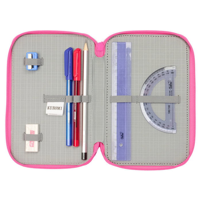Safta Pochette à crayons triple Kuromi Noir Fuchsia 37 Pièces