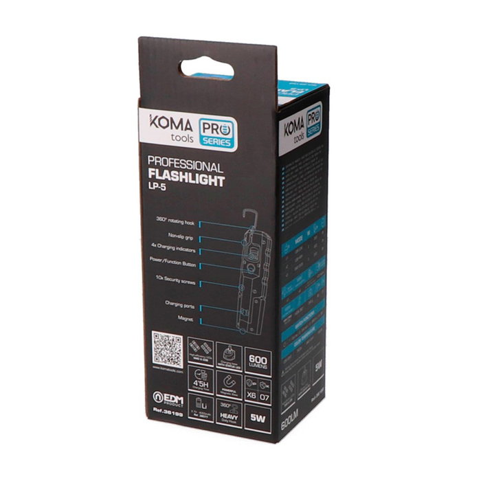 Koma Tools LP-5 Lampe de travail LED professionnelle 600 lm avec base de charge
