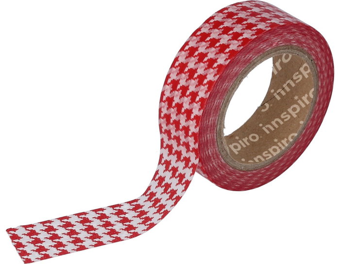 Innspiro Cinta masking tape Washi Deco motif pata de gallo rouge 15mm x 10m Innspiro Cinta masking tape Washi Deco motif pata de gallo rouge 15mm x 10m