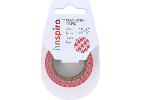 Innspiro Cinta masking tape Washi Deco motif pata de gallo rouge 15mm x 10m Innspiro Cinta masking tape Washi Deco motif pata de gallo rouge 15mm x 10m