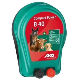Kerbl Ako Compact B40 - Électrificateur de clôture portable, alimentation par 2 piles 1.5 V, couleur verte pour extérieur, pour chevaux et sécurisation d'habitat