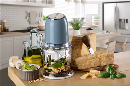 Ariete 438/05 Picadora Vintage Bleue, Mixeur 400 W avec 4 Lames en Acier Inoxydable et Design Rétro pour Cuisine