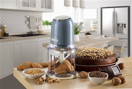 Ariete 438/05 Picadora Vintage Bleue, Mixeur 400 W avec 4 Lames en Acier Inoxydable et Design Rétro pour Cuisine