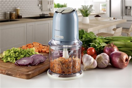 Ariete 438/05 Picadora Vintage Bleue, Mixeur 400 W avec 4 Lames en Acier Inoxydable et Design Rétro pour Cuisine