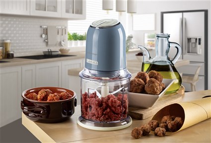 Ariete 438/05 Picadora Vintage Bleue, Mixeur 400 W avec 4 Lames en Acier Inoxydable et Design Rétro pour Cuisine