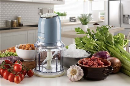 Ariete 438/05 Picadora Vintage Bleue, Mixeur 400 W avec 4 Lames en Acier Inoxydable et Design Rétro pour Cuisine