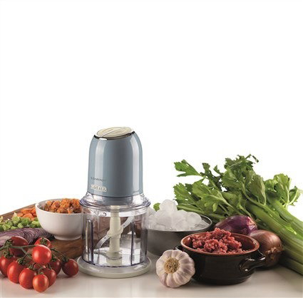 Ariete 438/05 Picadora Vintage Bleue, Mixeur 400 W avec 4 Lames en Acier Inoxydable et Design Rétro pour Cuisine