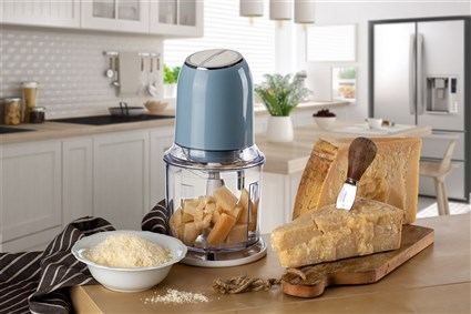 Ariete 438/05 Picadora Vintage Bleue, Mixeur 400 W avec 4 Lames en Acier Inoxydable et Design Rétro pour Cuisine