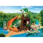 Playmobil 72071 Zoo : Au coeur de la jungle - Set avec décors tropicaux, arbre central, lianes, toboggan, barque et animaux sauvages