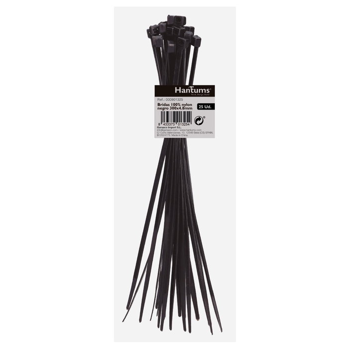 Hantums Sac de 25 colliers de serrage 300x4,8mm Noir Hantums Sac de 25 colliers de serrage 300x4,8mm Noir