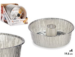 Kinvara Lot de 4 moules à flan en aluminium argenté 19,5 x 19,5 x 7 cm (Set de 24)