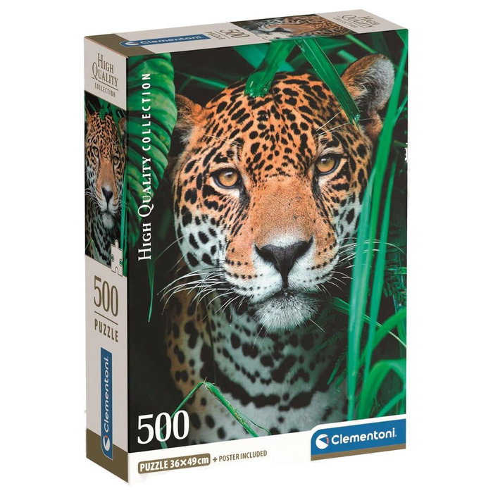 Clementoni Puzzle 500 pièces + poster : Jaguar dans la jungle