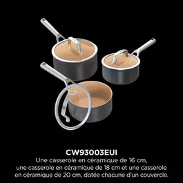 Ninja Set de 3 casseroles ExtendedLife CW93003EUI - 16/18/20 cm avec couvercles