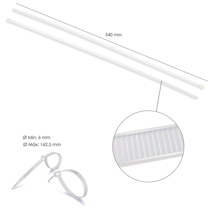WOLFPACK LINEA PROFESIONAL Colliers de serrage en nylon Blanc / Naturel 7,8 x 540 mm (100 pièces) WOLFPACK LINEA PROFESIONAL Colliers de serrage en nylon Blanc / Naturel 7,8 x 540 mm (100 pièces)