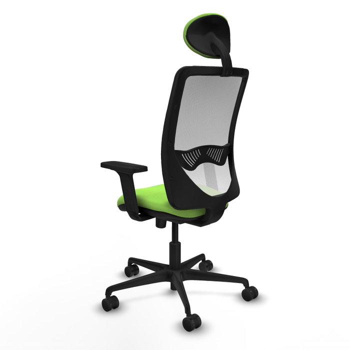 Chaise Zulema Synchro 3 positions tissu Vert pistache Maille Blanc Base en nylon noir Accoudoir 2D Appui-tête Roulettes 65mm nylon Chaise Zulema Synchro 3 positions tissu Vert pistache Maille Blanc Base en nylon noir Accoudoir 2D Appui-tête Roulettes 65mm nylon