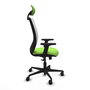 Chaise Zulema Synchro 3 positions tissu Vert pistache Maille Blanc Base en nylon noir Accoudoir 2D Appui-tête Roulettes 65mm nylon