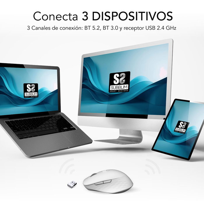 Souris sans-fil Subblim SUBMO-EDCUR02 Blanc 1600 dpi