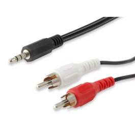 Equip Cable Audio Mini Jack 3,5 mm Mâle vers 2 RCA Mâle 2,5 m Noir