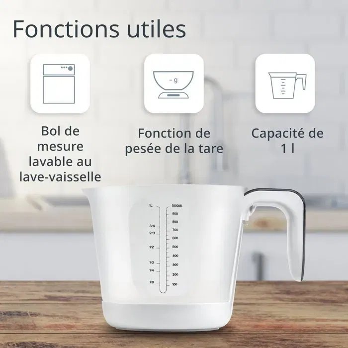 ADE - Balance Cuisine Numérique avec Pichet Doseur Gradué Amovible, Capacité 3 kg / 1 L, Précision au Gramme, Écran LCD, Fonction Tare, Piles CR2032 Incluses ADE - Balance Cuisine Numérique avec Pichet Doseur Gradué Amovible, Capacité 3 kg / 1 L, Précision au Gramme, Écran LCD, Fonction Tare, Piles CR2032 Incluses